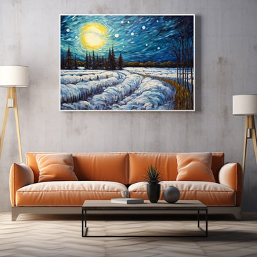 Snowy Winter Night Painting